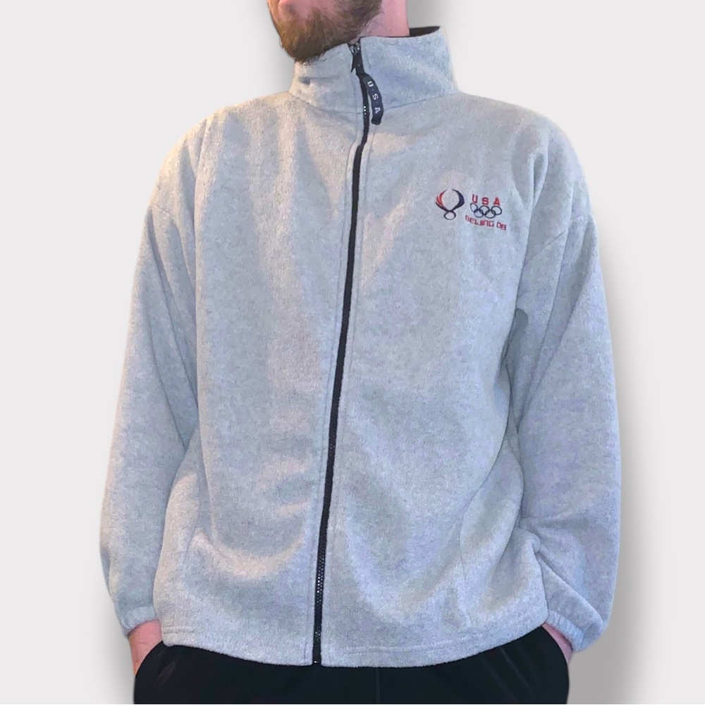 USA 2008 Beijing Olympics Gray Fleece Full Zip Jacket | Size XL